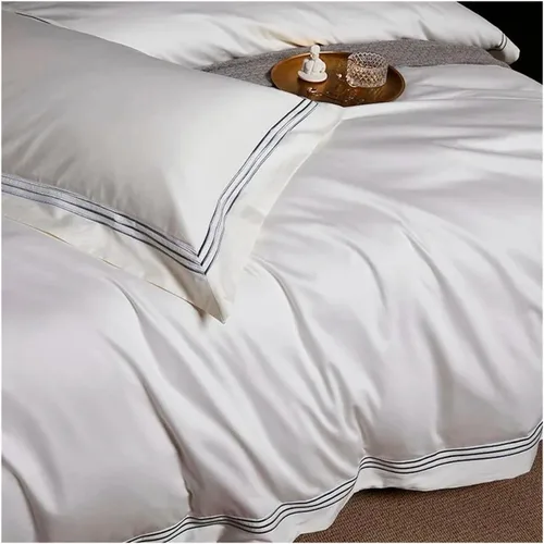 Vista 6 de Juego de ropa de cama de algodón egipcio de 1000 hilos, 4/6 piezas, tamaño doble, queen, king, bordado, funda de edredón, sábana, funda de almohada