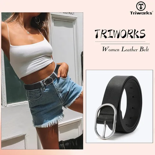 Vista 6 de TRIWORKS Cinturón de piel sintética para mujer, para jeans, vestidos de piel sintética para mujer