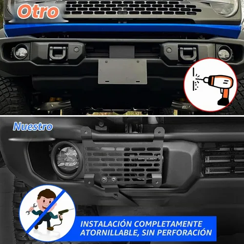 Vista 4 de 2021-2024 Bronco Portamatrículas, Montaje de Marco Frontal para Parachoques de Acero Capaz - Compatible con Accesorios Bronco 2024-2021 6ª