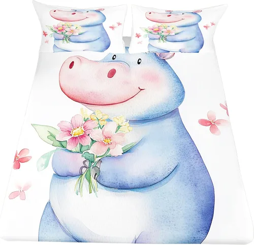 Vista 10 de Erosebridal Juego de sábanas de dibujos animados Sweet Princess Swan, sábana bajera ajustable tamaño individual para niños y adolescentes, sábana