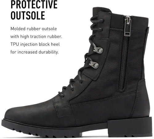 Vista 4 de SOREL Botas Emelie de encaje para mujer, botas de invierno de cuero impermeable