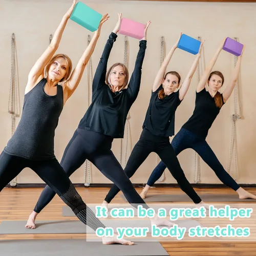 Vista 4 de Bloques de yoga a granel, bloques de espuma EVA de alta densidad, accesorios de yoga, mejoran la fuerza y ayudan al equilibrio y la flexibilidad