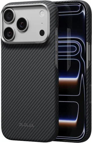 Vista 24 de pitaka Funda para iPhone Pro de 6.3" con sensación sin funda, azul abismo Abyss Blue (Argyle)