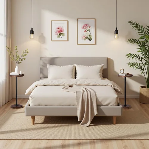 Vista 4 de Home Dector - Mesa auxiliar para sofá, mesa pequeña para bebidas para espacios pequeños, mesa auxiliar de café con patas de madera para sala