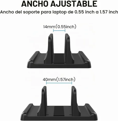 Vista 3 de Soporte vertical 3 en 1 para laptop, base ajustable de plástico ABS para computadora de escritorio, soporte vertical para laptop, ahorro de espacio