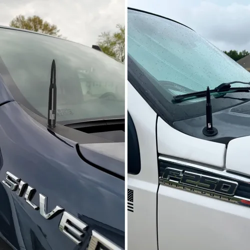 Vista 7 de Antena de bala de 50 calibre con bandera americana para Ford F150 F250 F350 Super Duty Ford Raptor Bronco Camión - Antirrobo, GM Chevy Silverado