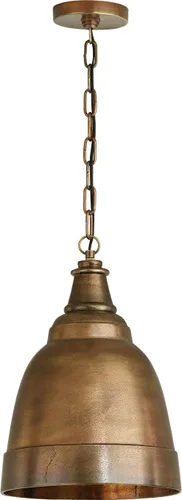 Vista 7 de Capital Lighting 330311XB Sedona - Colgante de cúpula de metal industrial de aluminio fundido en arena hecho a mano, 1 luz de 100 vatios, 12 Latón