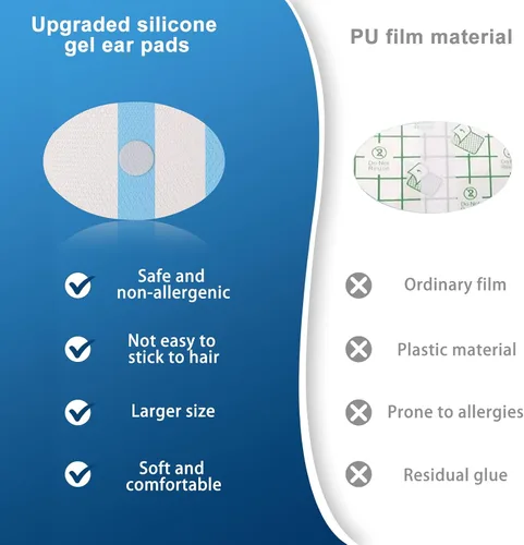 Vista 4 de 120 unidades de parches de oído impermeables desechables, cubiertas de oído para bebés para natación, protectores de oído para la ducha, con algodón