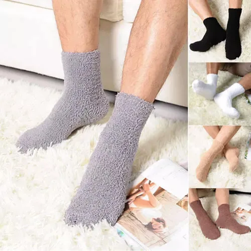 Vista 5 de Gilbins Calcetines de invierno para hombre, acogedores, gruesos, cálidos, mullidos, antideslizantes, para el suelo del hospital, paquete de 6