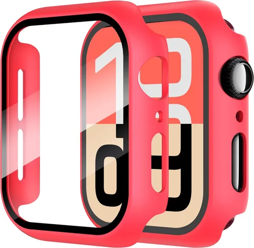 Vista 10 de Diruite Juego de 2 fundas para Apple Watch Series 3/2/1 de 38mm, protector de pantalla de vidrio templado ultradelgado de todo alrededor para iWatch