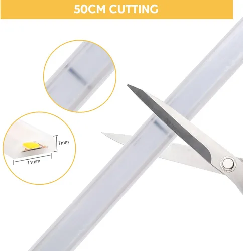Vista 5 de Tira de luces LED AC 110V 120V 3.28 pies con enchufe estadounidense, tira de luces LED cortables IP67 impermeable para decoración del hogar