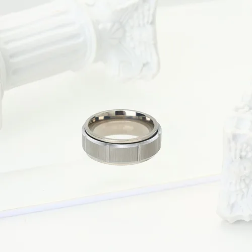 Vista 7 de Anillo giratorio de titanio de tungsteno de 0.2360.315 pulgadas para hombre, tamaño medio, sin níquel, anillo de ansiedad para hombres y mujeres
