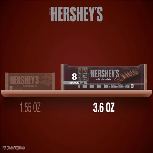 Vista 6 de HERSHEY'S Tamaño de bocadillo de chocolate con leche, barras de caramelo, 0.45 onzas (8 unidades)