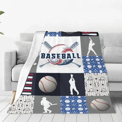 Vista 4 de Manta decorativa de béisbol – Cómodo forro polar de franela de felpa, ligera, cálida, suave, esponjosa, difusa, 40 x 50 pulgadas para niños, niños