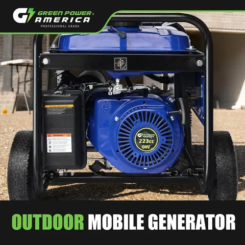 Vista 4 de Green-Power America Generador de gasolina GPD5000W, Verde/Negro