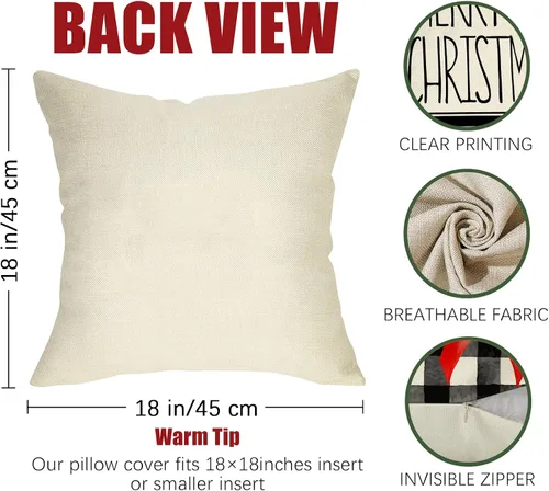 Vista 3 de Fahrendom Juego de 4 fundas de almohada decorativas náuticas de Feliz Navidad, 18 x 18 pulgadas, funda de almohada con ancla de Navidad costera