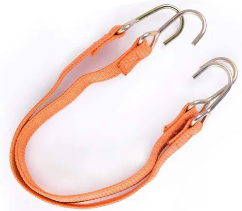 Vista 2 de Cuerda elástica plana, cuerda elástica de 60 pulgadas naranja resistente con ganchos