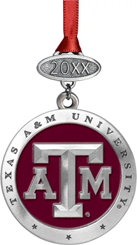 Vista 7 de Adorno de Alabama sin fecha Adorno de árbol de Navidad esculpido a mano Incrustación de metal de peltre Alma Mater intrincadamente elaborada