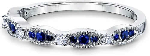 Vista 4 de Kobelli Blue Sapphire White Diamond Band