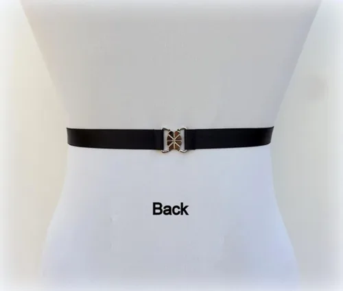 Vista 2 de Black Elastic Silver Jeweled Pearl Dress Belt, Sizes XS to 3XL