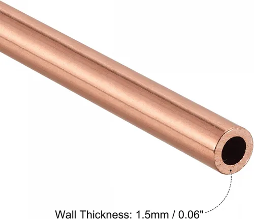 Vista 3 de uxcell Tubo redondo de cobre 0.315 in OD 0.059 in espesor de pared 3.937 in longitud tubería 2 piezas