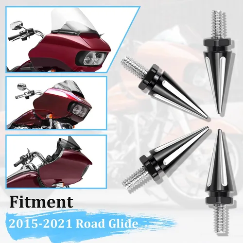 Vista 2 de Tornillos para parabrisas de motocicleta, tornillos de parabrisas para Harley Road Glide 2015-2023, tornillo de ajuste de parabrisas negro