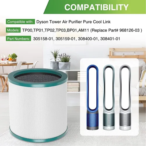 Vista 4 de Filtro HEPA para Dyson Tower Fan Purificador de aire AM11 BP01 968126-03