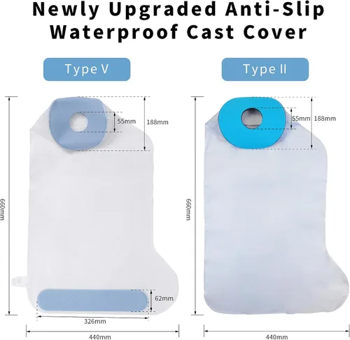 Vista 2 de CureSquad Funda impermeable para pantorrilla de adulto, manga protectora impermeable ancha, tiras antideslizantes dobles con ranuras profundas