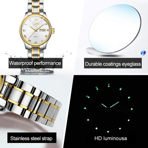 Vista 5 de OLEVS Fashion Watches for Women Waterproof Analog Quartz Wrist Watches for Women Stainless Steel Calendar Watch