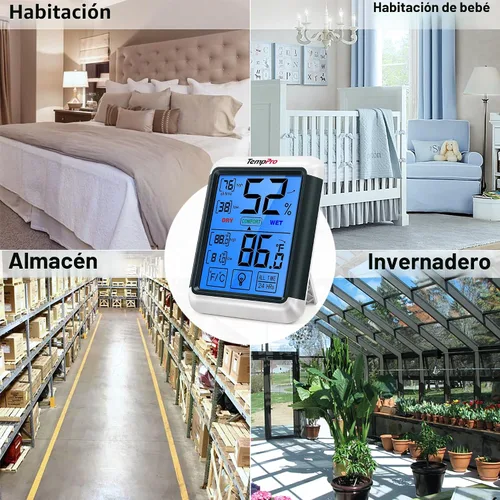 Vista 8 de ThermoPro TP55 - Higrómetro digital de interior, termómetro de 4 pulgadas con pantalla táctil y retroiluminación, termómetro de habitación / medidor