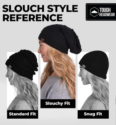 Vista 6 de Slouchy Cable tejido Gorro de lana por Tough Headwear – Gorro de lana de gran tamaño Sombreros Gorros Graves Sombreros Para Hombres y Mujeres