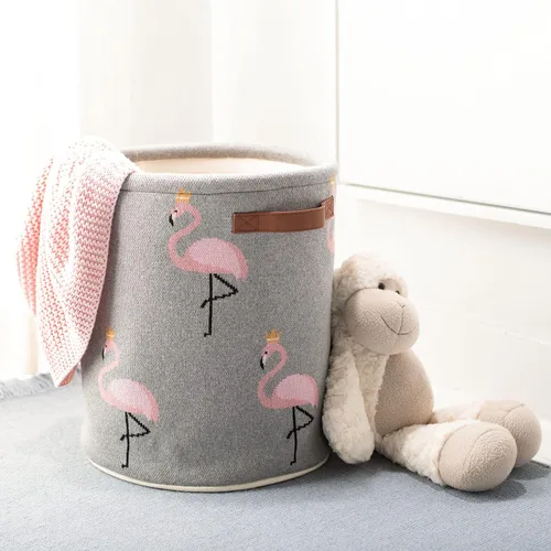 Vista 2 de SAFAVIEH Baby Collection Flora Flamingo - Cesta de almacenamiento de algodón con asas (totalmente montada)
