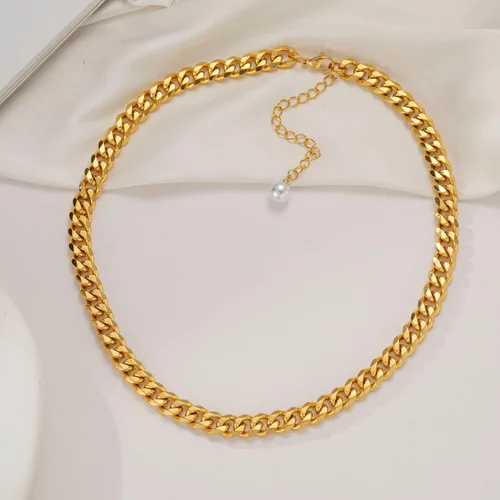 Vista 3 de Yarpiany Collar de cadena de eslabones cubanos para mujer, collares de cadena para mujer, collares de oro de moda, collar de oro para mujer