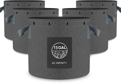 Vista 12 de AC Infinity - Macetas de tela resistente de 1 galones para cultivo de aireación, 5 unidades con tela no tejida gruesa de 17.64 oz (500 G) y anillos