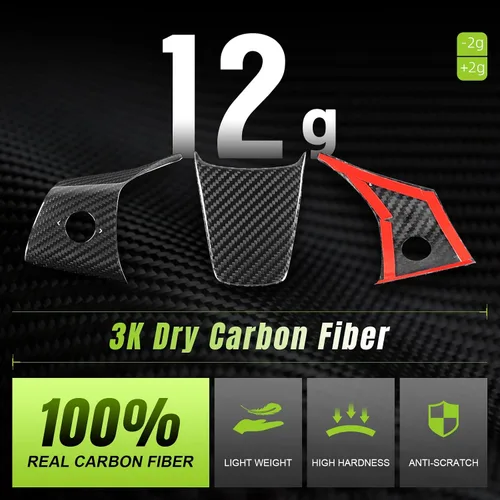 Vista 2 de Funda de Tapacubos de Volante 3 Piezas para Modelo 3&Y 2017-2023, 3K Fibra de Carbono Seca Toray Accesorios Interiores Compatibles con Tesla