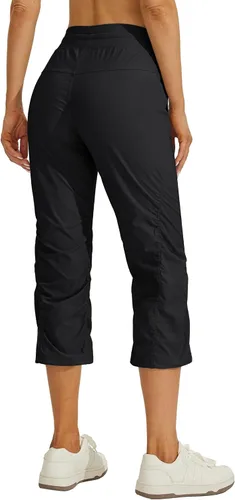 Vista 2 de Willit Womens Capri Pants Quick-Dry Hiking Pants Negro