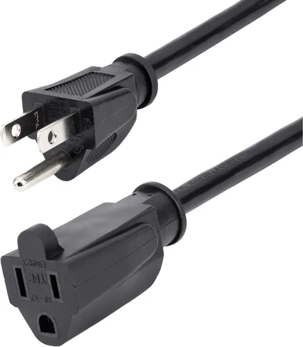 Vista 8 de StarTech.com Cable de extensión corta de 1 pie (0,3 m) - 125V a 13A, NEMA 5-15R a NEMA 5-15P - Cable de extensión de alimentación - Negro - Cable