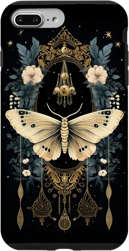 Vista 12 de iPhone 16 Celestial Moth Witchy Butterfly Botanical Moon Boho Flowers Case