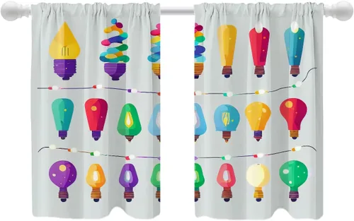 Vista 29 de Shrahala Cortinas opacas con diseño de uvas maduras de dibujos animados, copa de vino y botella, cenefa de cocina, cortinas de bloqueo de luz