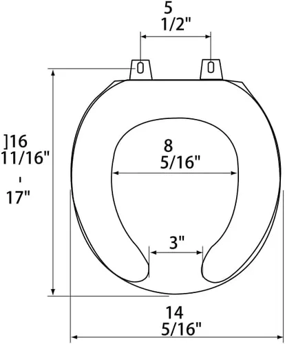 Vista 6 de 1Q1R4-00 Deluxe OFWC Asiento de inodoro de madera moldeada con bisagra Vari-Adjust Lok-Down y accesorios de montaje Quik-Lok, redondo, color blanco