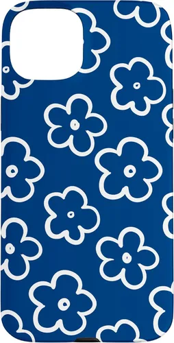 Vista 9 de Lindo patrón de flores silvestres azul marino y blanco floral caso para iPhone 17