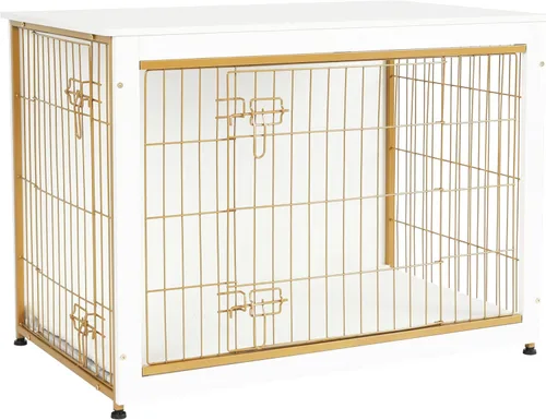 Vista 14 de DWANTON - Perrera con cojín, de madera, con puertas dobles, para interiores, S, M, L, 27.2 pulgadas de largo, negro