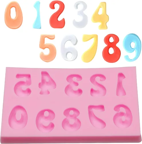 Vista 8 de 26 moldes de silicona para chocolate, 2 piezas, 0-9 números 3D para decoración de pasteles, dulces, cupcakes, pasteles, popsicle polimérico, arcilla