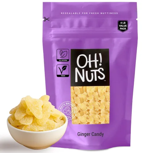 Vista 9 de Oh! Nuts Caramelo de jengibre – 1 libra – Rebanadas de frutas secas – con revestimiento de azúcar cristalizado confitado – Bocados de frutas