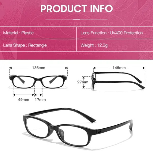 Vista 4 de SODQW Office-Siren - Gafas de luz azul para mujeres, armazón rectangular, anteojos pequeños Y2K, anteojos de computadora antifatiga visual