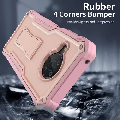 Vista 5 de ExoGuard Funda para Nokia X100, funda de goma a prueba de golpes de cuerpo completo con protector de pantalla de vidrio templado con soporte