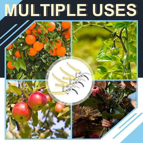 Vista 7 de Chumia 6 tijeras de podar de jardín, tijeras de mano resistentes de acero inoxidable para cortar flores, recortar árboles, regalos de jardinería