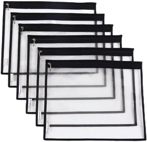 Vista 6 de Bolsas organizadoras Augbunny de PVC transparente, resistentes al agua, multiuso, con cierre, paquete de 6, Negro S
