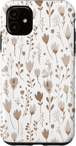 Vista 8 de Floral Flowers Wildflowers Garden Botanical Love Beige White Case for iPhone 16