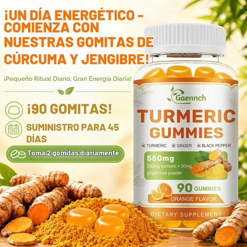 Vista 4 de Turmeric and Ginger Gummies 90 Count with Black Pepper for High Absorption